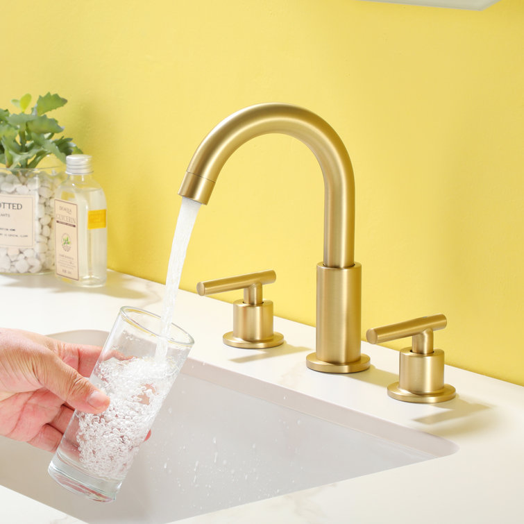 Brushed Gold 8-Inch Widespread 2-Handle Bathroom Faucet