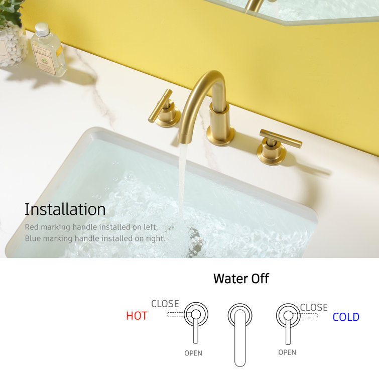 Brushed Gold 8-Inch Widespread 2-Handle Bathroom Faucet