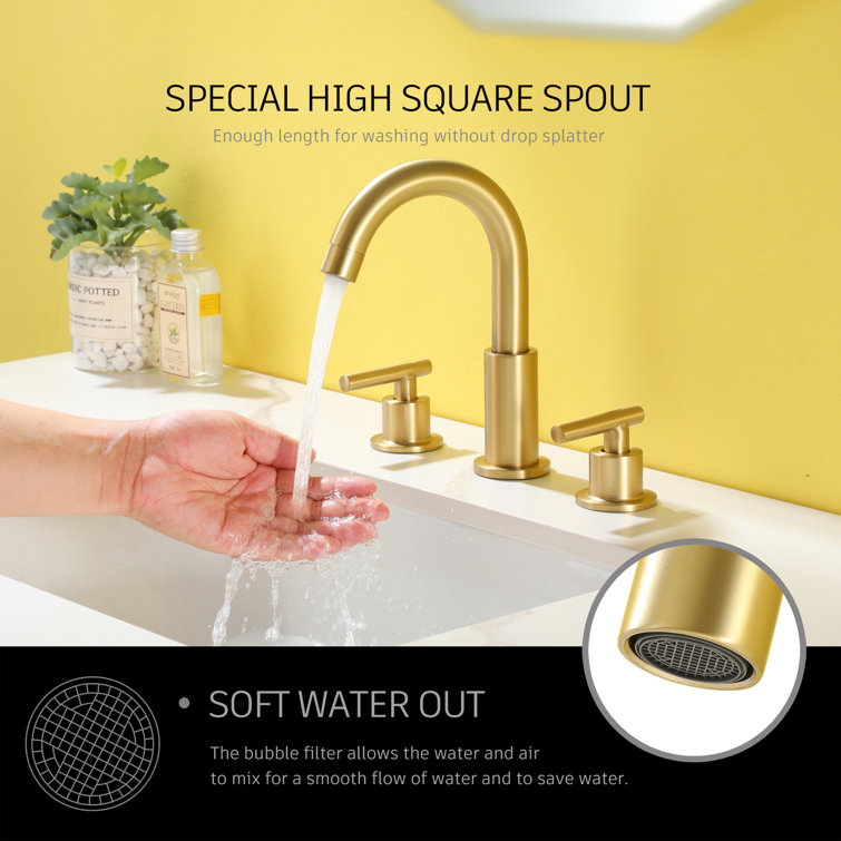 Brushed Gold 8-Inch Widespread 2-Handle Bathroom Faucet