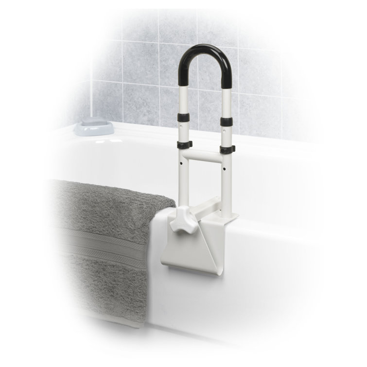 Adjustable White Stainless Steel Bathtub Grab Bar Safety Rail