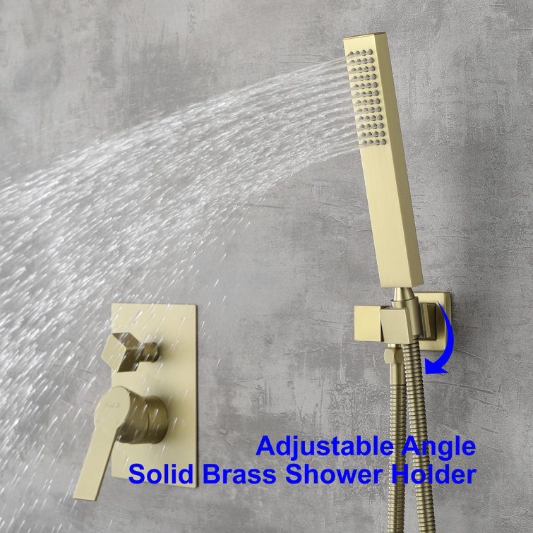 Brushed Gold 10'' Square Wall Mounted Rain Shower System