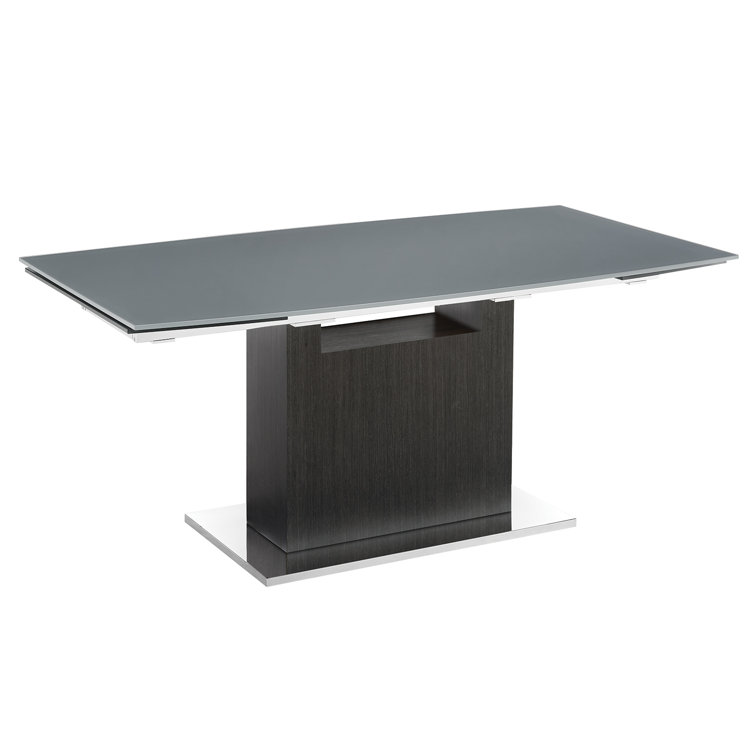 Olivia Gray Glass and Dark Gray Oak Extendable Dining Table
