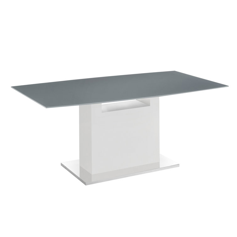 Olivia Extendable Glass Top Dining Table with High Gloss White Base