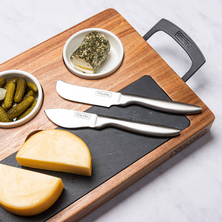Viking 7pc Acacia Wood Slate Cheese Board/Charcuterie Set