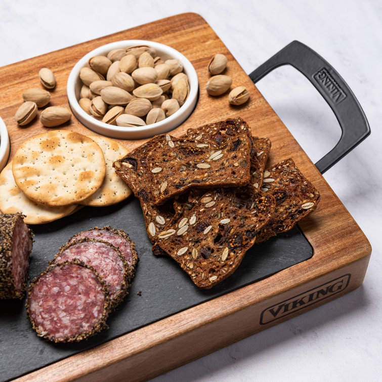 Viking 7pc Acacia Wood Slate Cheese Board/Charcuterie Set