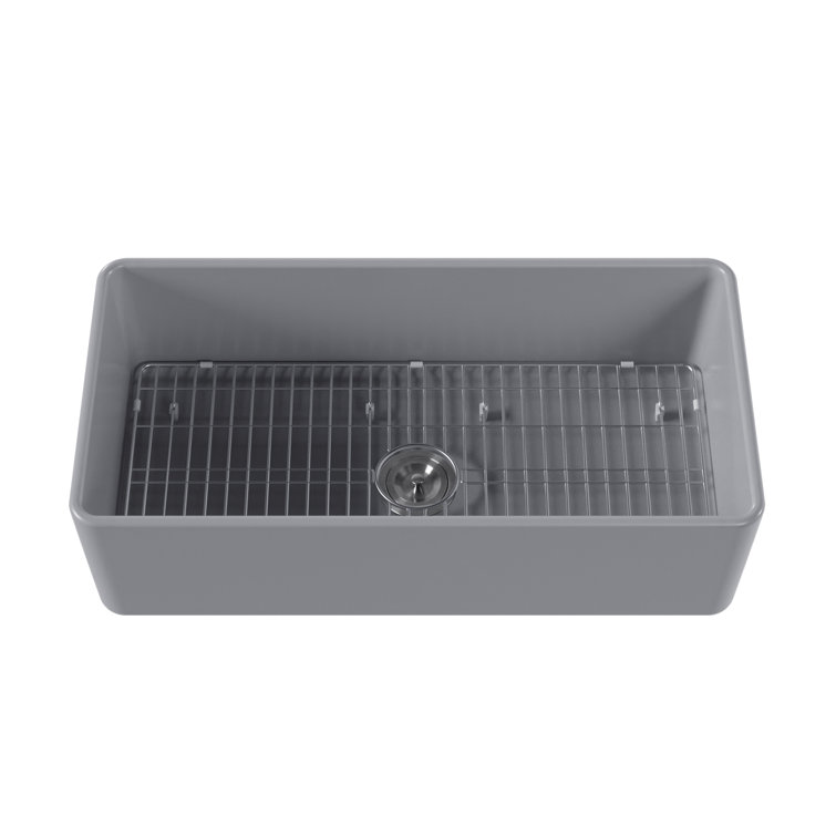 Gray 33" Fireclay Single Bowl Farmhouse Kitchen Sink