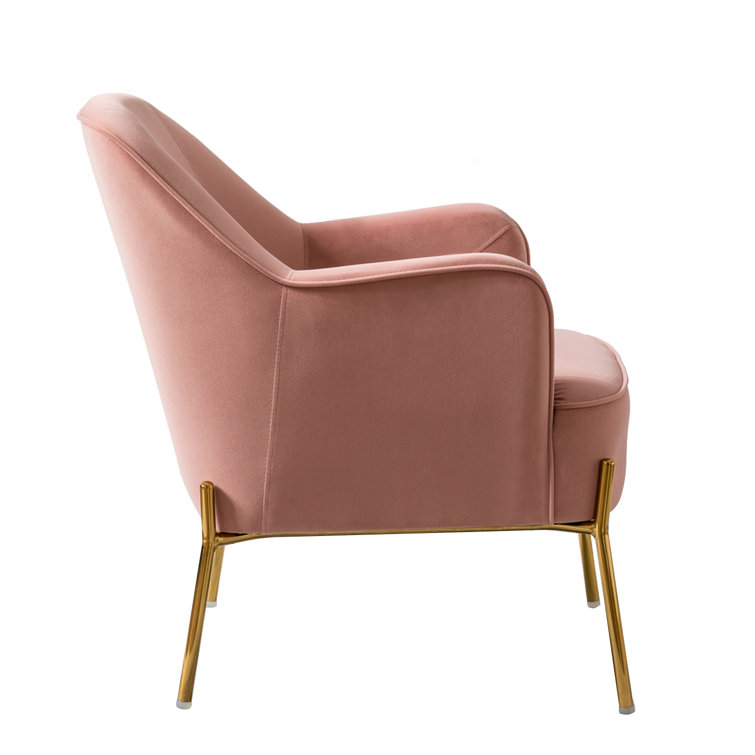 Pink Velvet Swivel Accent Chair with Metal Frame