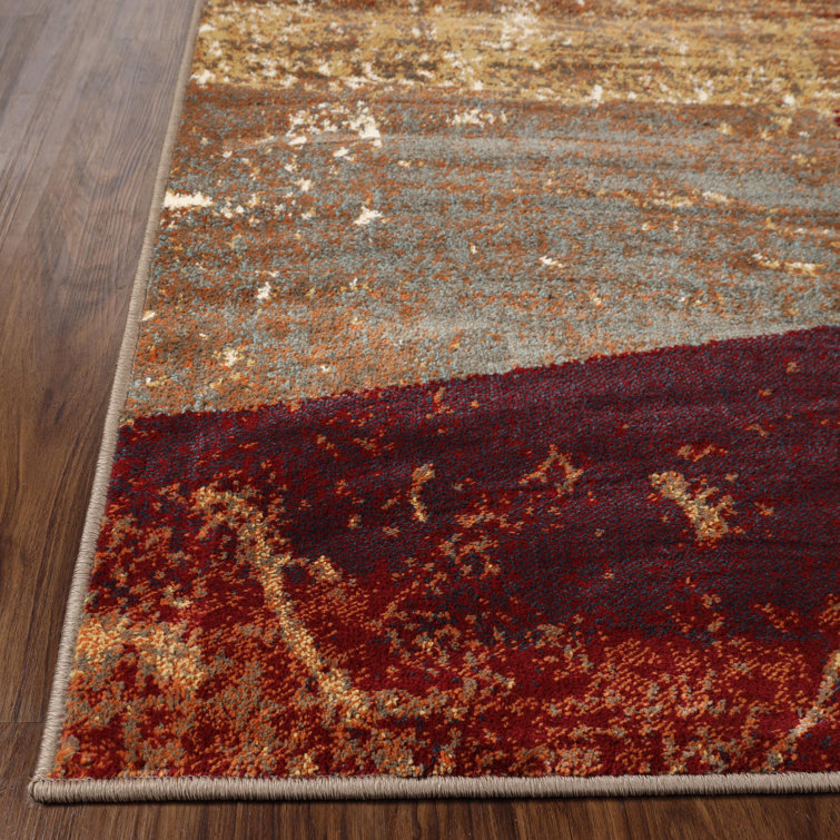 Brown-Rust Geometric Stain-Resistant Synthetic Area Rug 8'x10'