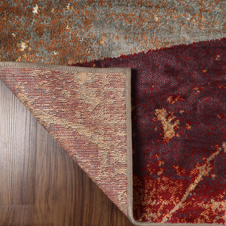 Brown-Rust Geometric Stain-Resistant Synthetic Area Rug 8'x10'