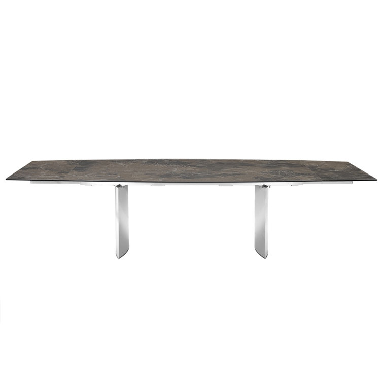 Allegra Modern Stainless Steel Extendable Dining Table in Brown