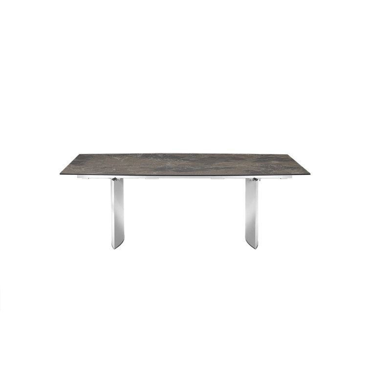 Allegra Modern Stainless Steel Extendable Dining Table in Brown