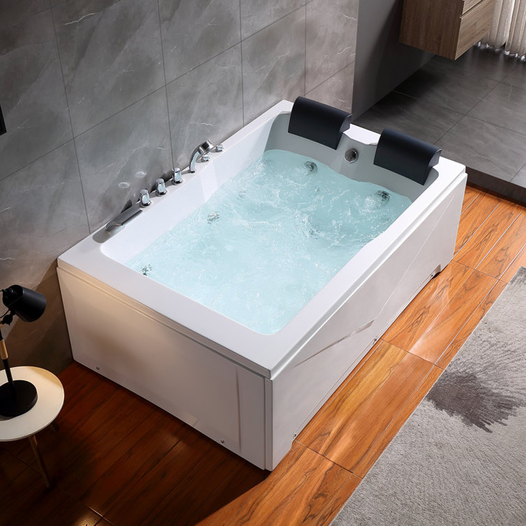71'' White Acrylic Alcove Whirlpool Bathtub with Jets
