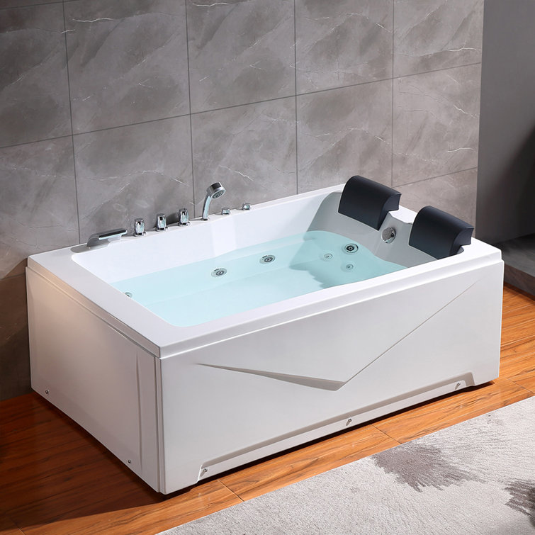 71'' White Acrylic Alcove Whirlpool Bathtub with Jets