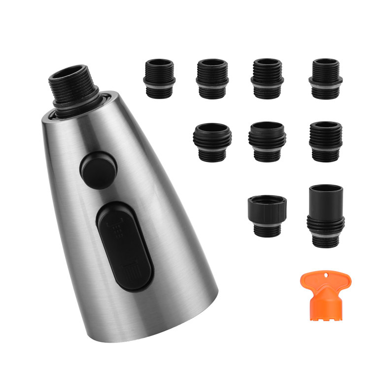 Brushed Nickel 3-Function Kitchen Sink Sprayer Head with Adapters