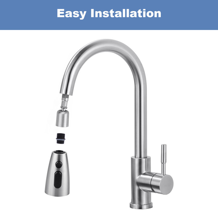 Brushed Nickel 3-Function Kitchen Sink Sprayer Head with Adapters