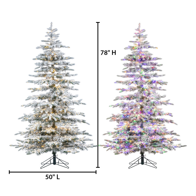 6.5' Flocked Mountain Pine Pre-Lit Christmas Tree with LED Lights