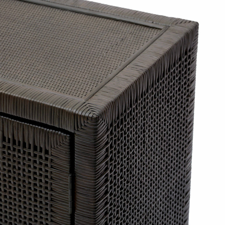Amara Charcoal Woven Rattan Buffet with Brass Accents