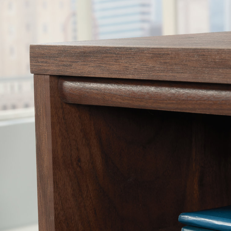 Grand Walnut Executive Desk with Drawers and Filing Cabinet