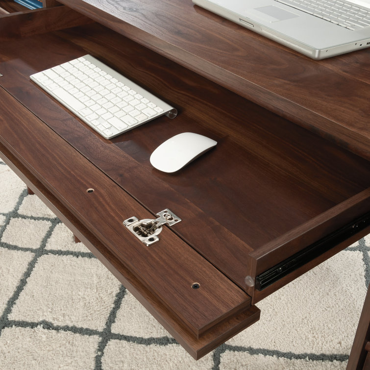 Grand Walnut Executive Desk with Drawers and Filing Cabinet
