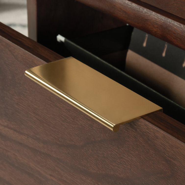 Grand Walnut Executive Desk with Drawers and Filing Cabinet