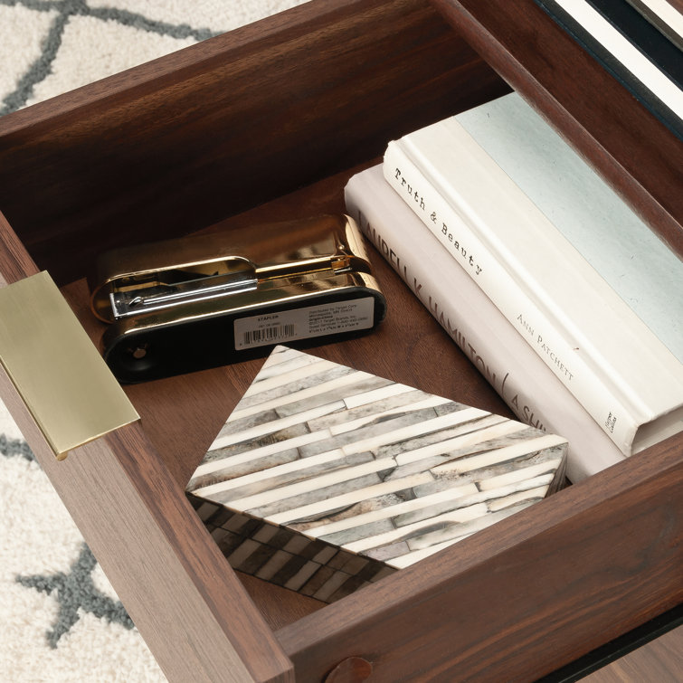Grand Walnut Executive Desk with Drawers and Filing Cabinet