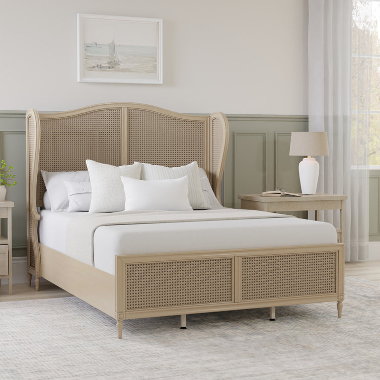 Sausalito Medium Taupe King Bed with Natural Cane Panels