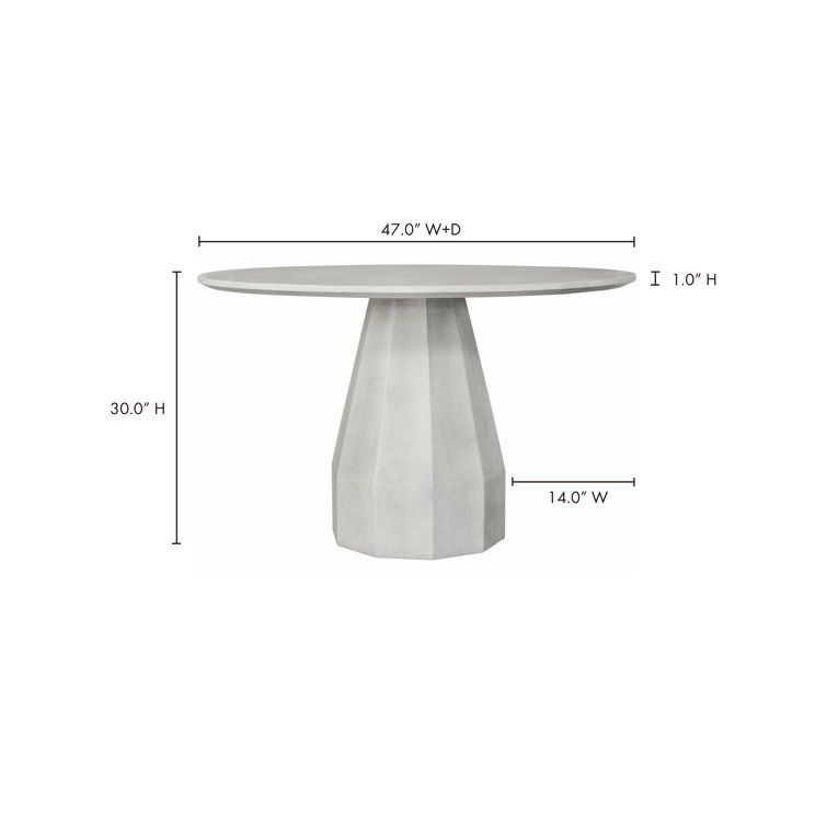 Templo 47" White Concrete Round Indoor/Outdoor Dining Table