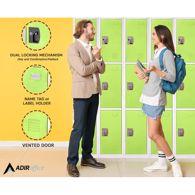 Green 72'' 3-Tier Steel Storage Locker with Key Lock