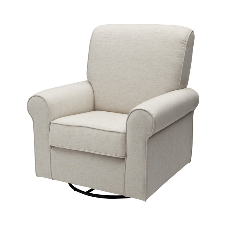 Sand Upholstered Swivel Glider with Wood Frame