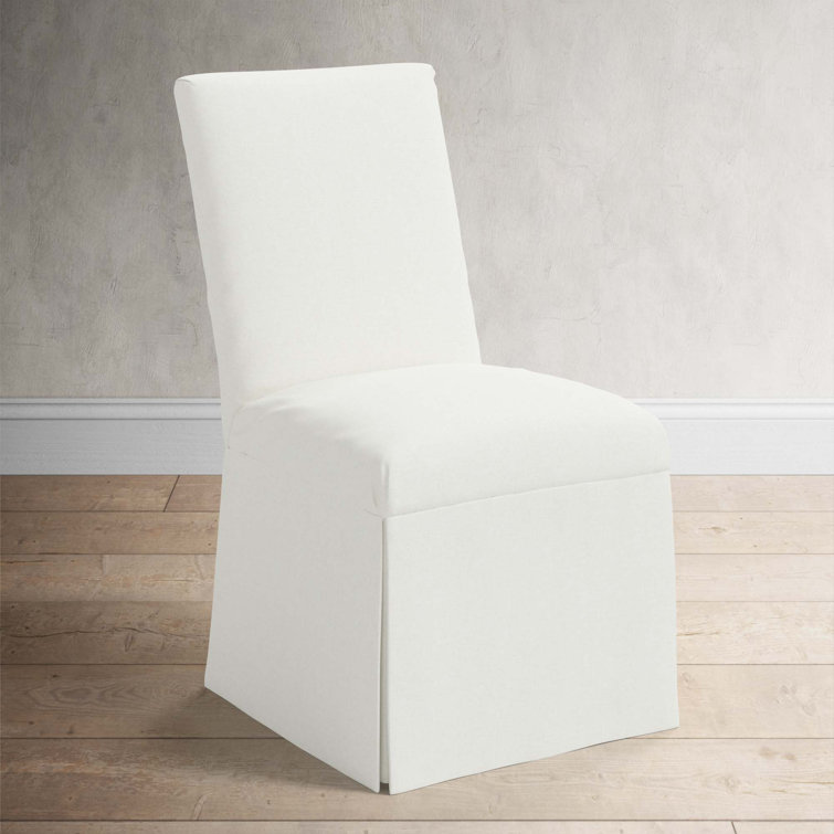 Zuma White Textured Linen Upholstered Parsons Side Chair