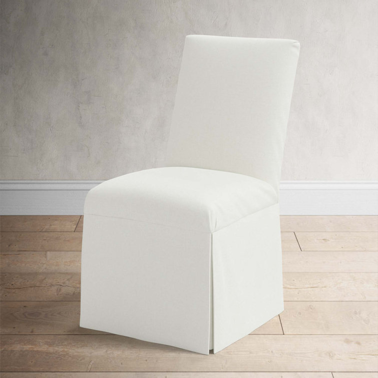 Zuma White Textured Linen Upholstered Parsons Side Chair