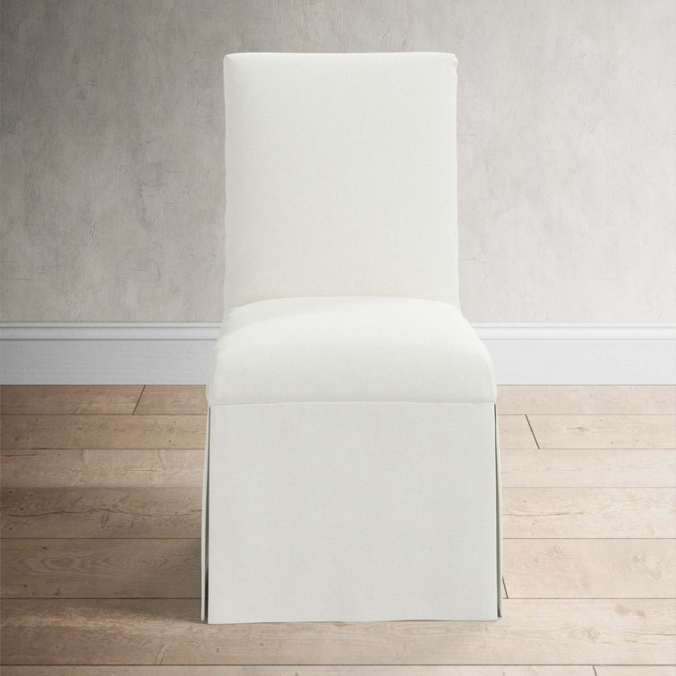 Zuma White Textured Linen Upholstered Parsons Side Chair