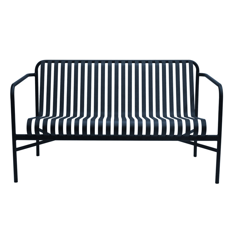 Abra 53.35'' Dark Blue Powder Coated Steel Outdoor Loveseat