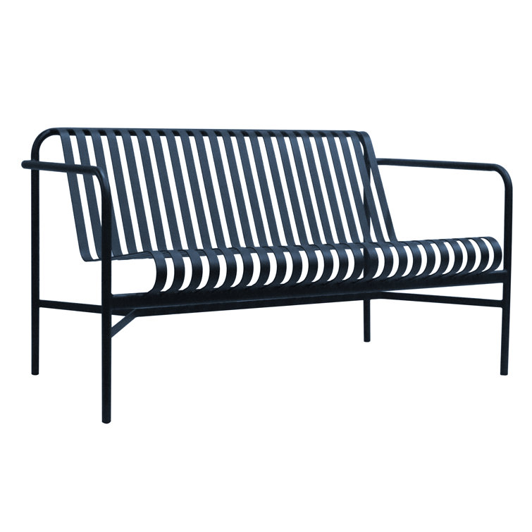 Abra 53.35'' Dark Blue Powder Coated Steel Outdoor Loveseat