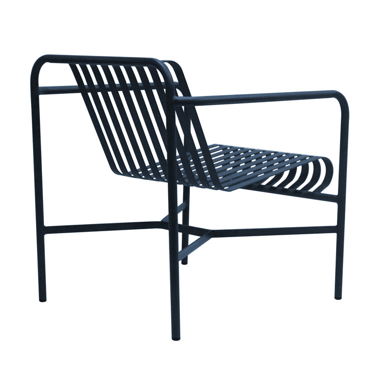 Dark Blue Powder Coated Steel Outdoor Armchair