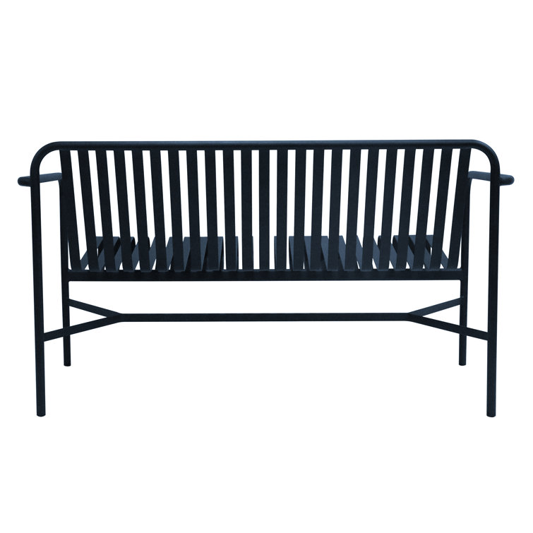 Abra 53.35'' Dark Blue Powder Coated Steel Outdoor Loveseat