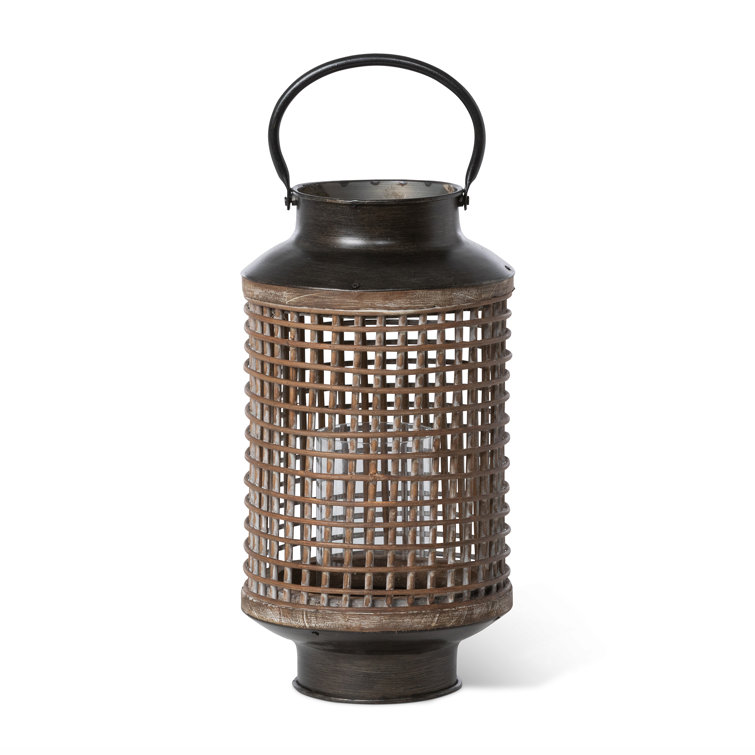 Rustic Grey Wood Hanging Candle Lantern