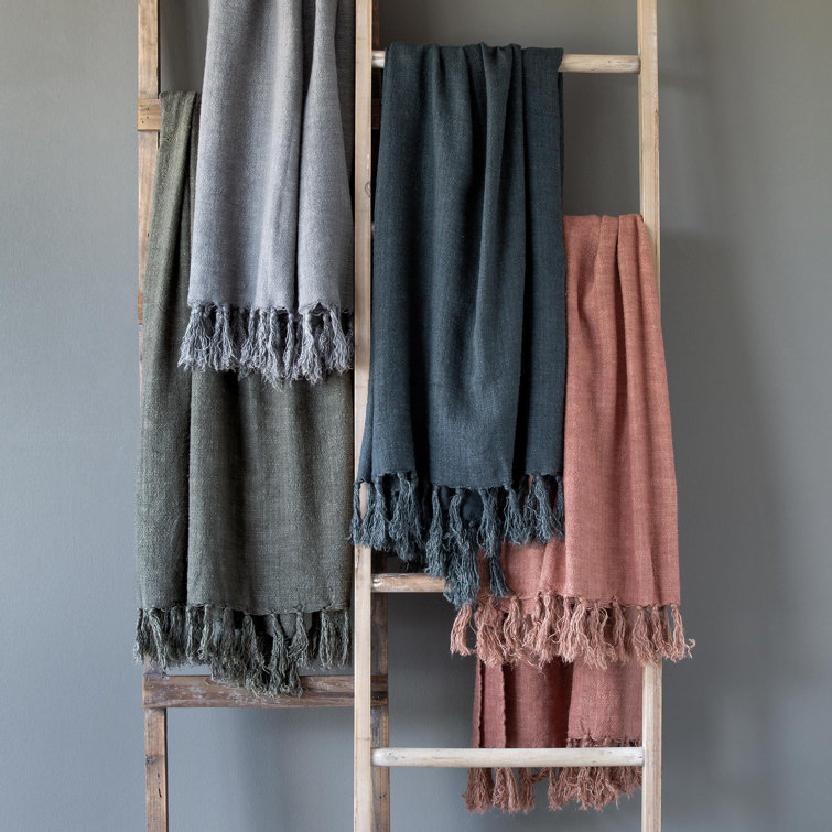Park Hill Soft Cotton-Linen Blend Washed Grey Throw Blanket