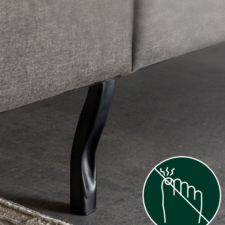 Dark Grey Queen Upholstered Platform Bed with Tufted Headboard