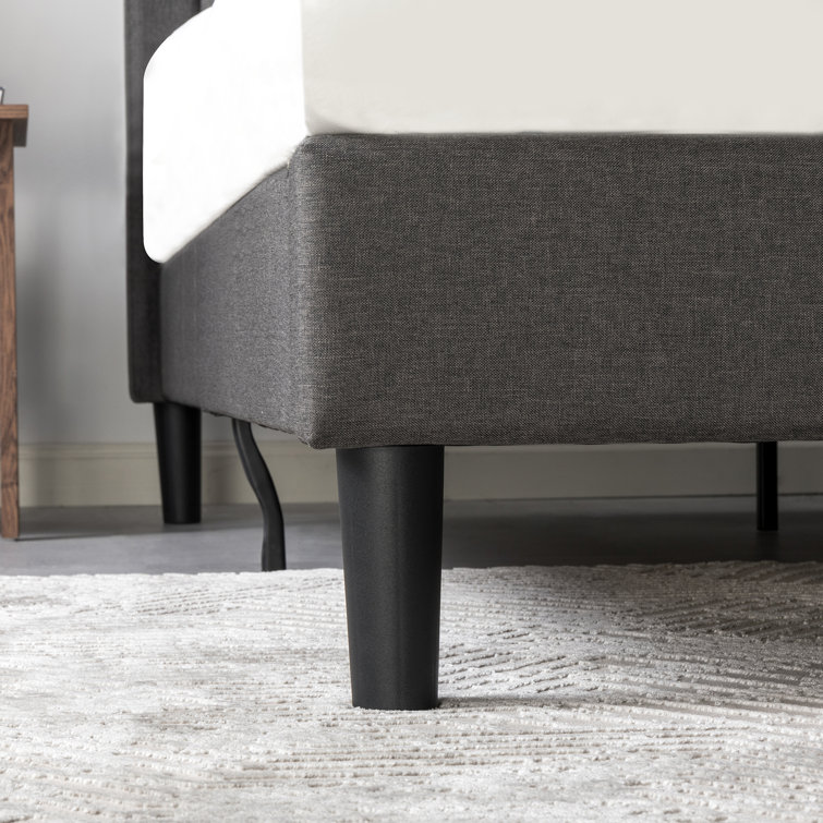 Dark Grey Queen Upholstered Platform Bed with Tufted Headboard