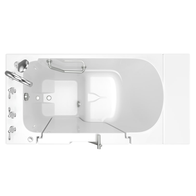 52'' x 30'' White Fiberglass Walk-In Soaking Bathtub