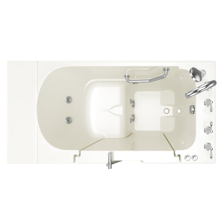 52'' x 30'' White Fiberglass Walk-In Whirlpool Bathtub