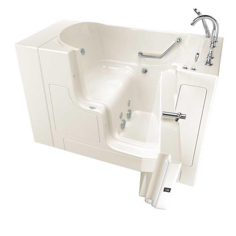 52'' x 30'' White Fiberglass Walk-In Whirlpool Bathtub