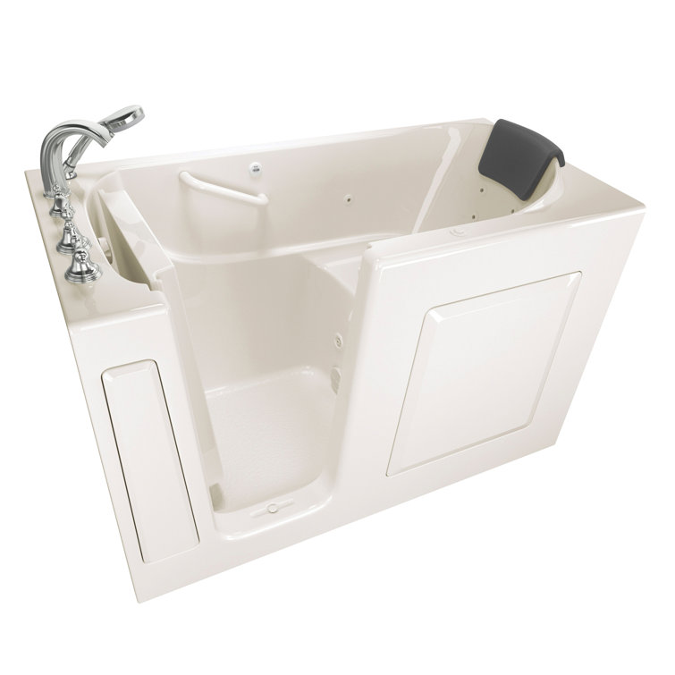 Linen Left-Hand Alcove Fiberglass Whirlpool Bathtub with Jets