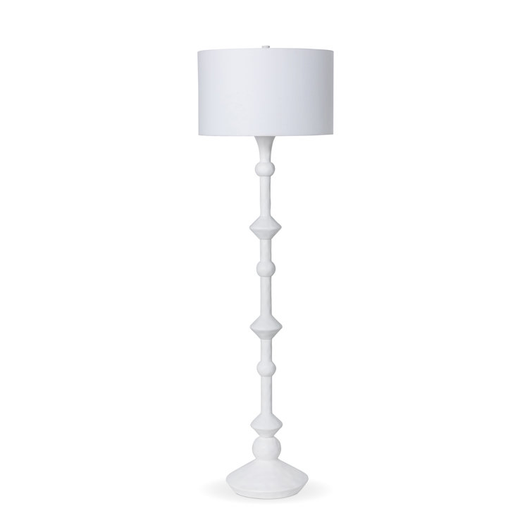 Douglas White Polyresin and Metal Floor Lamp