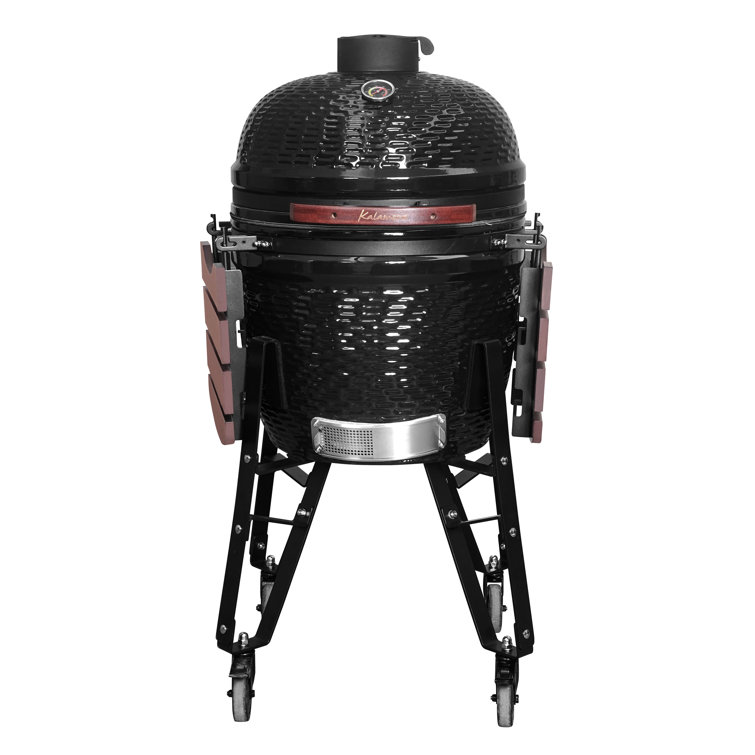 Kalamera 18'' Red Ceramic Kamado Charcoal Grill with Folding Shelves
