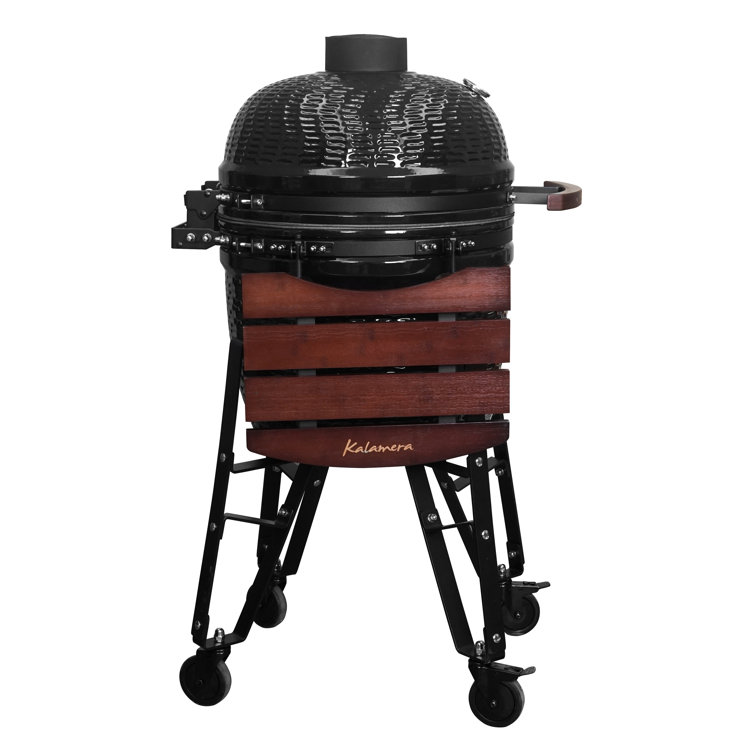 Kalamera 18'' Red Ceramic Kamado Charcoal Grill with Folding Shelves