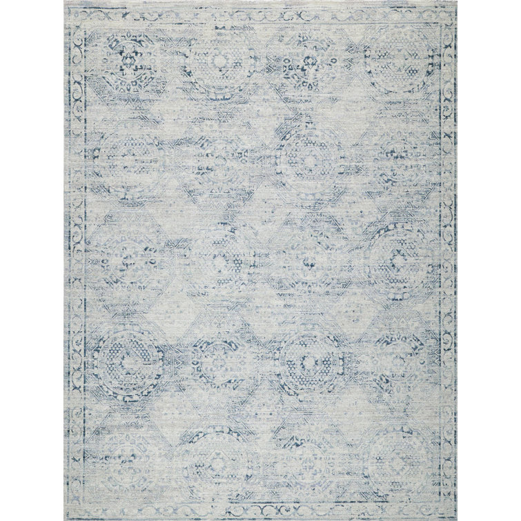 Vintage Blue Rectangular 10' x 14' Synthetic Area Rug