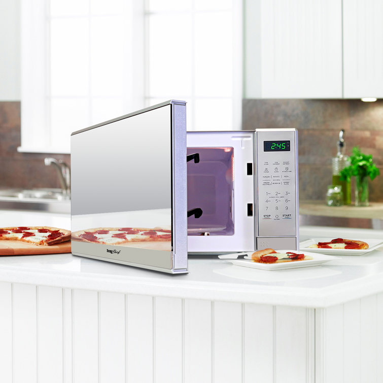 Compact Black and Silver Stainless Steel Microwave Oven for RV