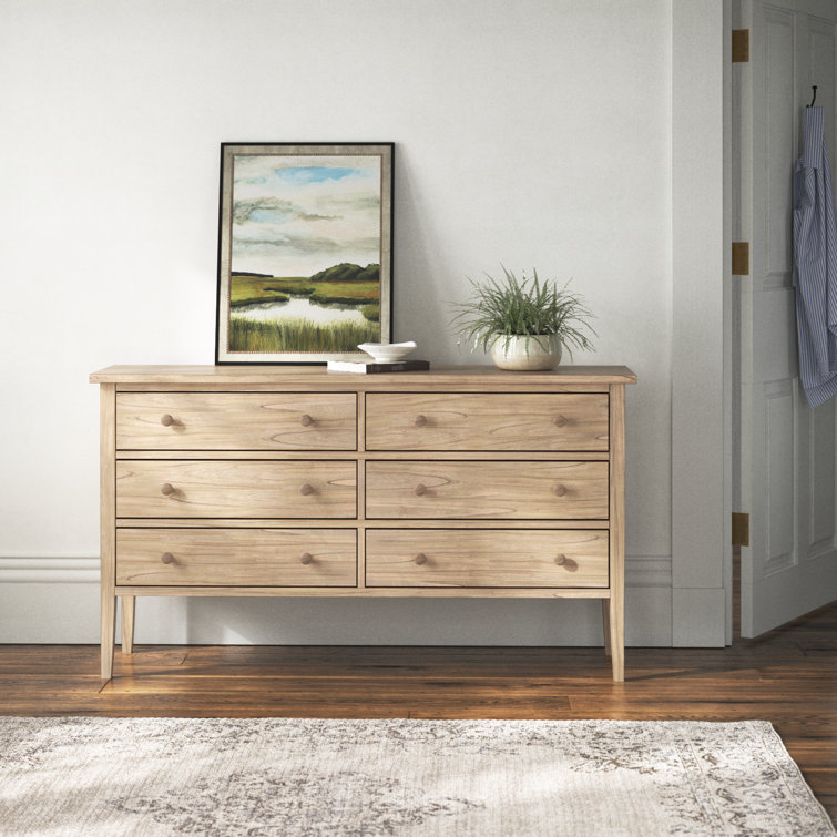 Natural Wood Double Dresser with Soft Close Drawers